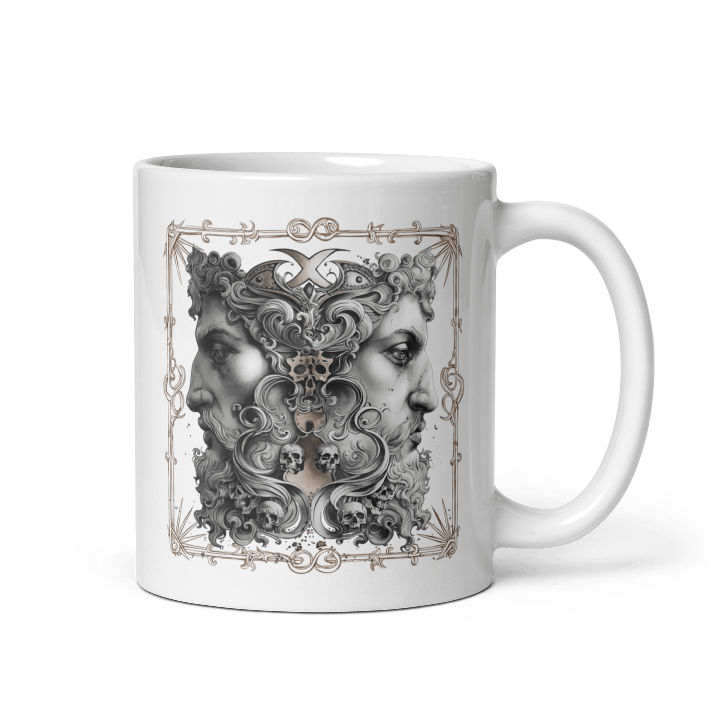 Janus Head Coffee Mug by Mr. Serial Killer - Duality & Transition Design