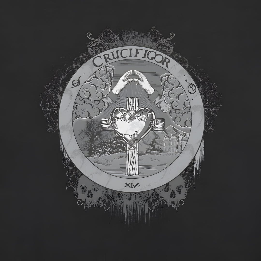 Crucifigor Crop Top - Alchemy and Rosicrucian Symbols | Gothic Fashion, Occult Clothing, Wiccan Streetwear, Dark Aesthetic Apparel