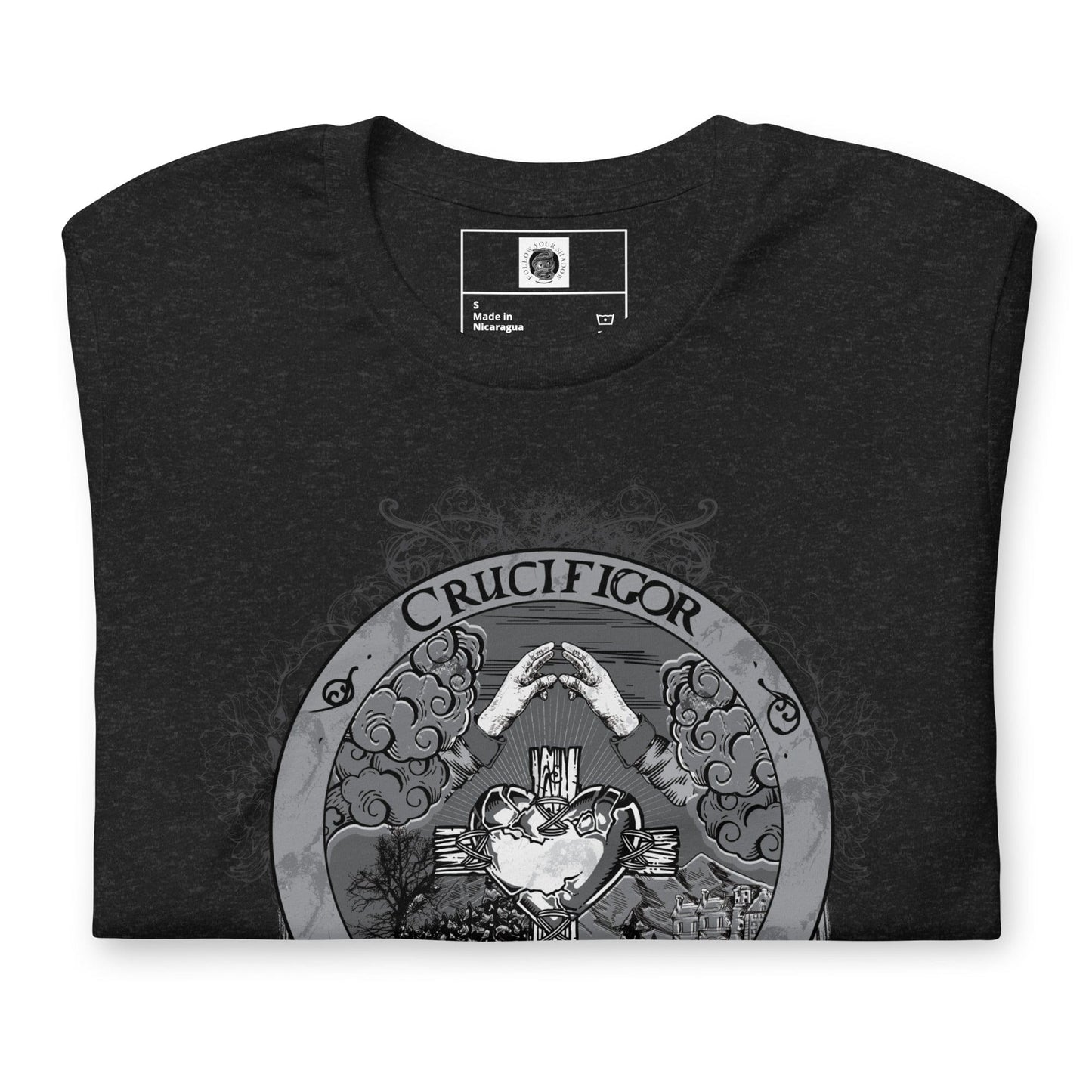 Crucifigor Crop Top - Alchemy and Rosicrucian Symbols | Gothic Fashion, Occult Clothing, Wiccan Streetwear, Dark Aesthetic Apparel