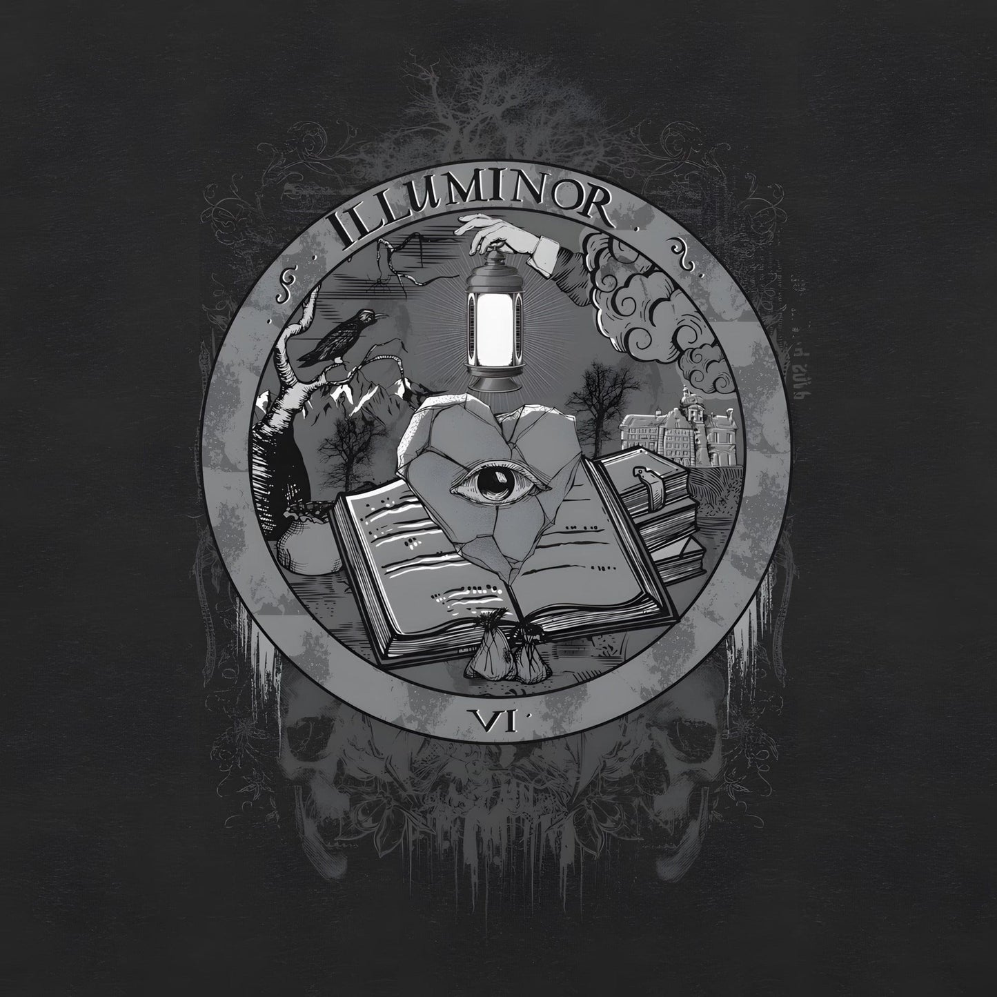 Illuminor Graphic Crop Top with esoteric, Rosicrucian and macabre design elements from Mr. Serial Killer