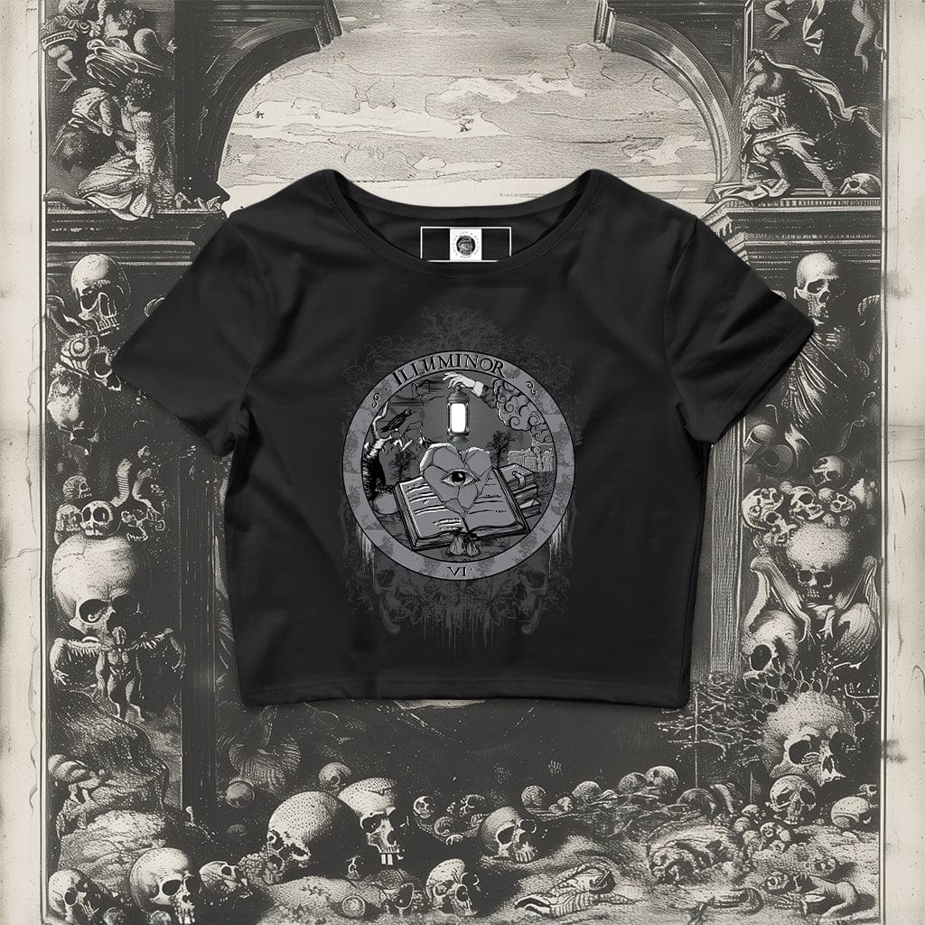 Illuminor Graphic Crop Top with esoteric and macabre design elements from Mr. Serial Killer