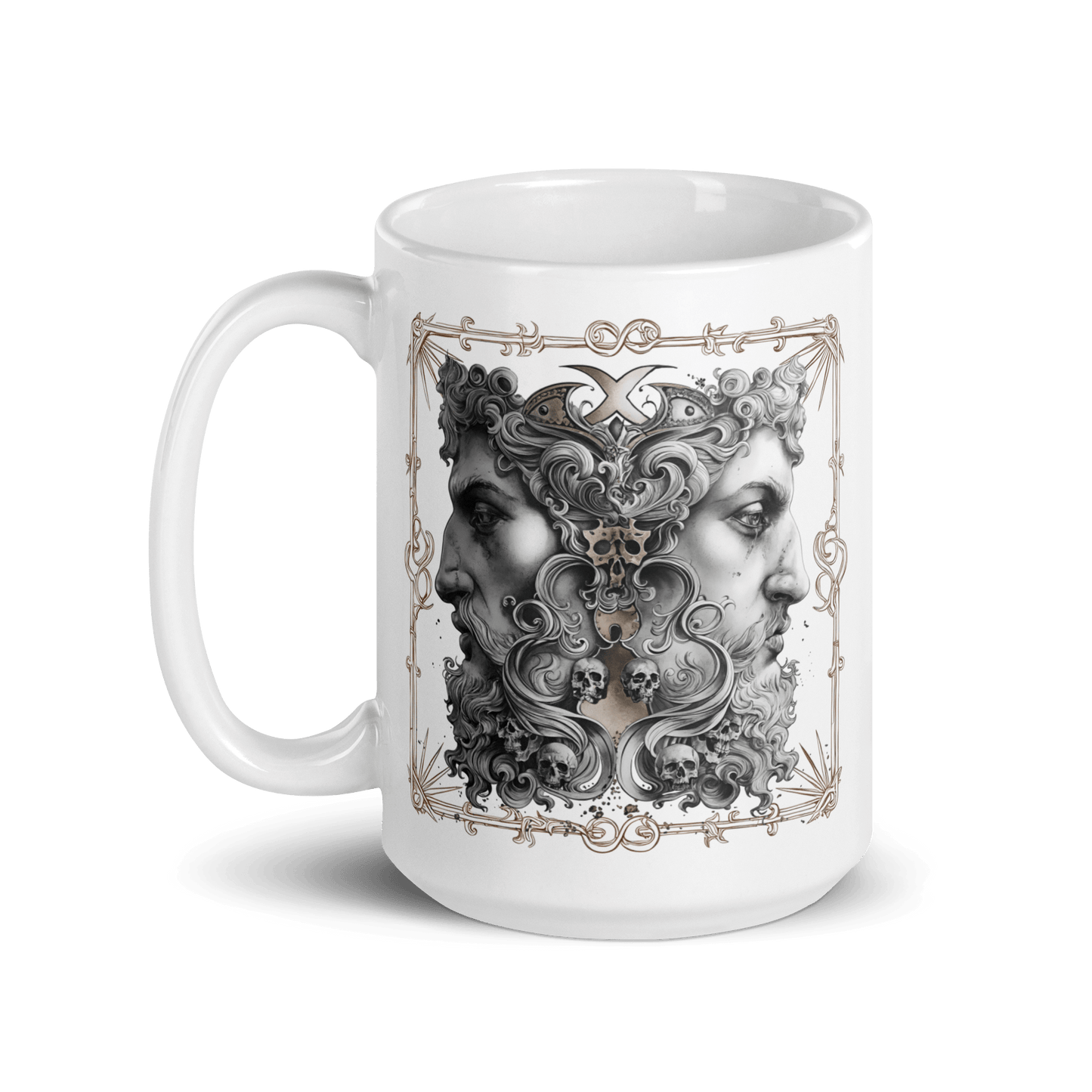 Janus Head Coffee Mug by Mr. Serial Killer - Duality & Transition Design