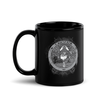 Crucifigor Black Mug | Alchemy & Rosicrucian Symbols | Gothic & Occult Aesthetic