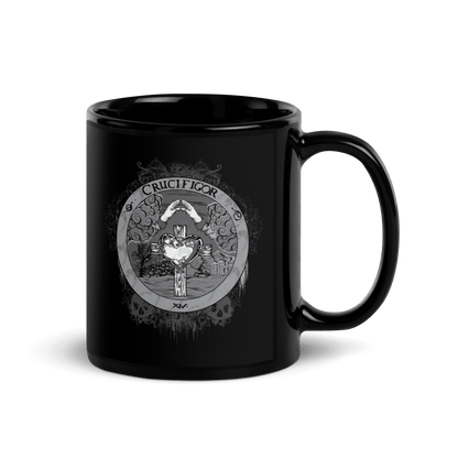 Crucifigor Black Mug | Alchemy & Rosicrucian Symbols | Gothic & Occult Aesthetic