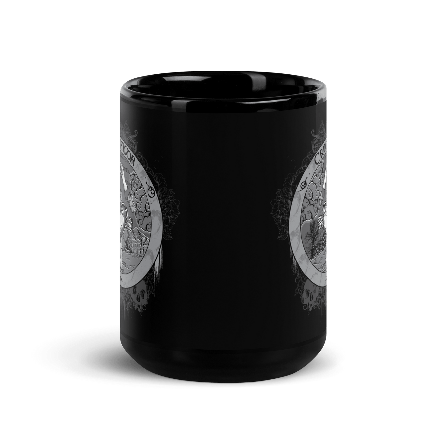 Crucifigor Black Mug | Alchemy & Rosicrucian Symbols | Gothic & Occult Aesthetic