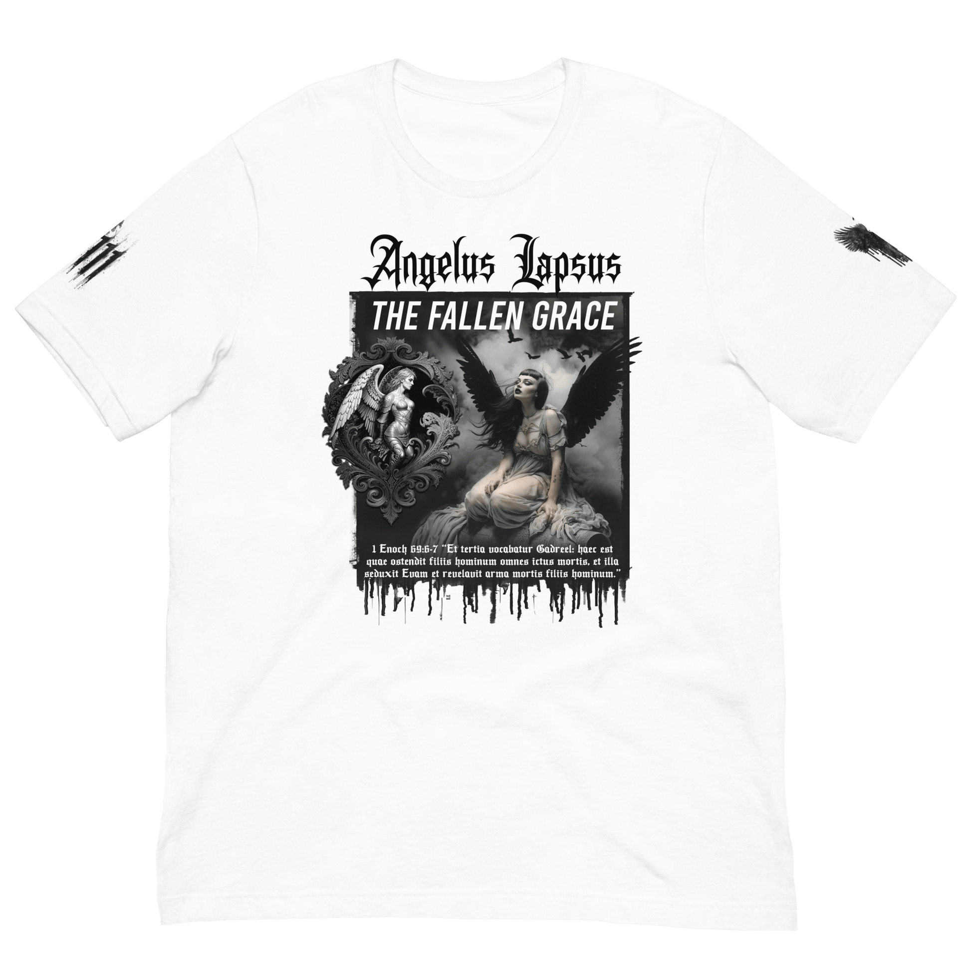 Gadreel: The Fallen Grace - Angelus Lapsus Graphic White T-Shirt mockup