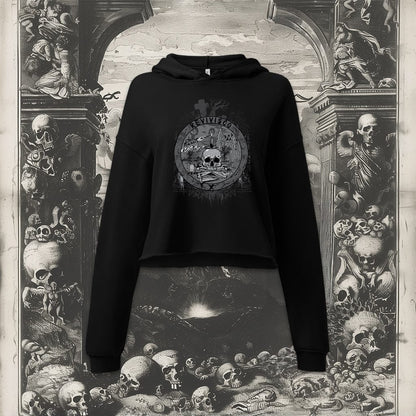 Revivisco Graphic Crop Hoodie design mock-up featuring the sigil from Daniel Cramer's Emblemata Sacra (1624)