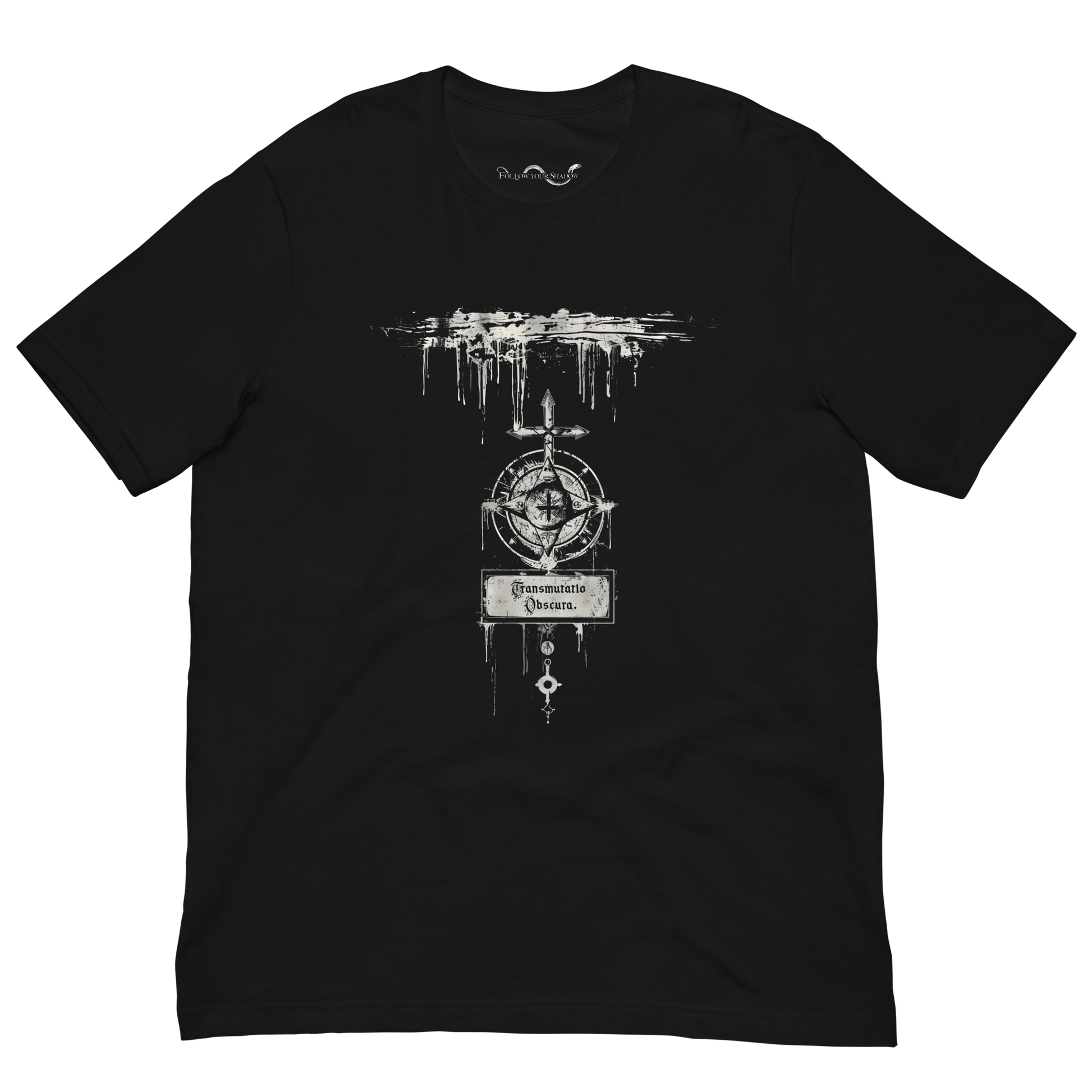 Transmutatio Obscura Graphic T-Shirt with Dark Lover Archetype design for modern witches, mystics, and horror fans.