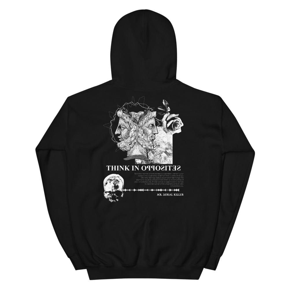 Follow Your Shadow: Mr. Serial Killer Macabre Graphic Black Hoodie - Dark Macabre Collection Mockup