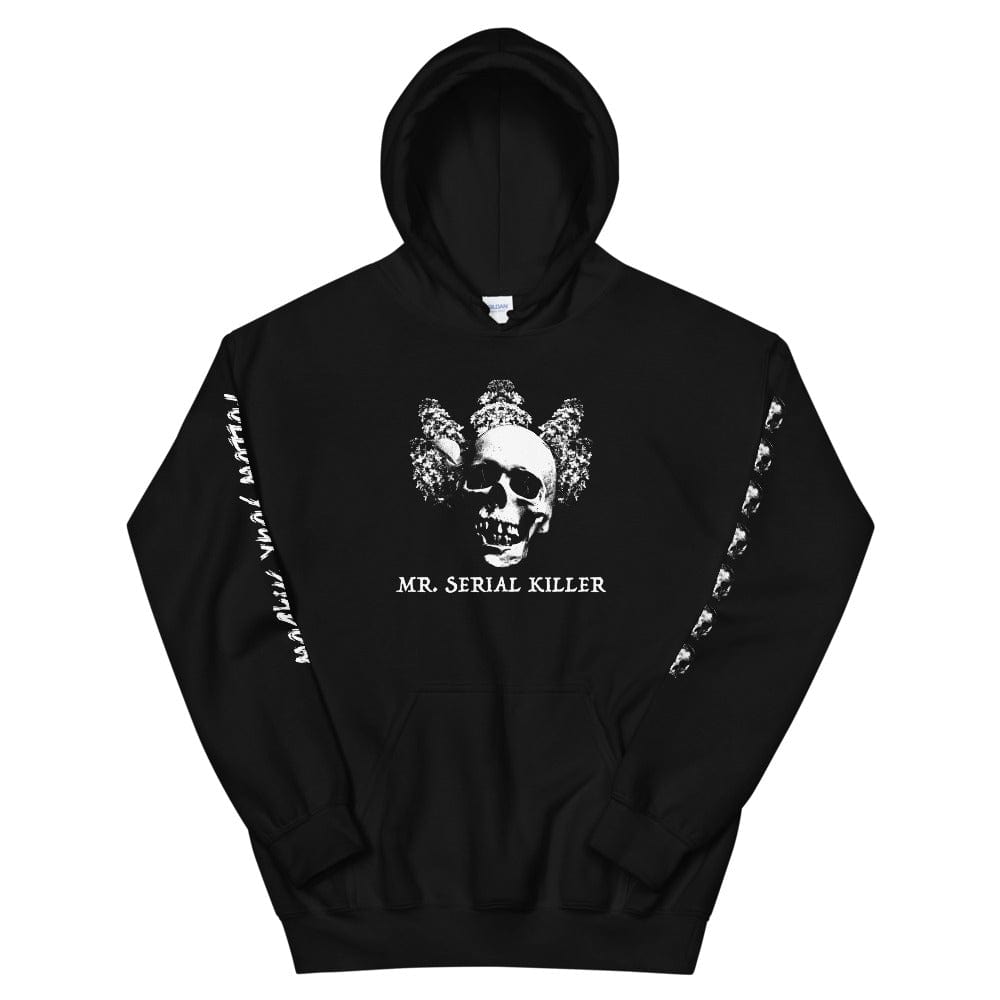 Follow Your Shadow: Mr. Serial Killer Macabre Graphic Black Hoodie - Dark Macabre Collection Mockup